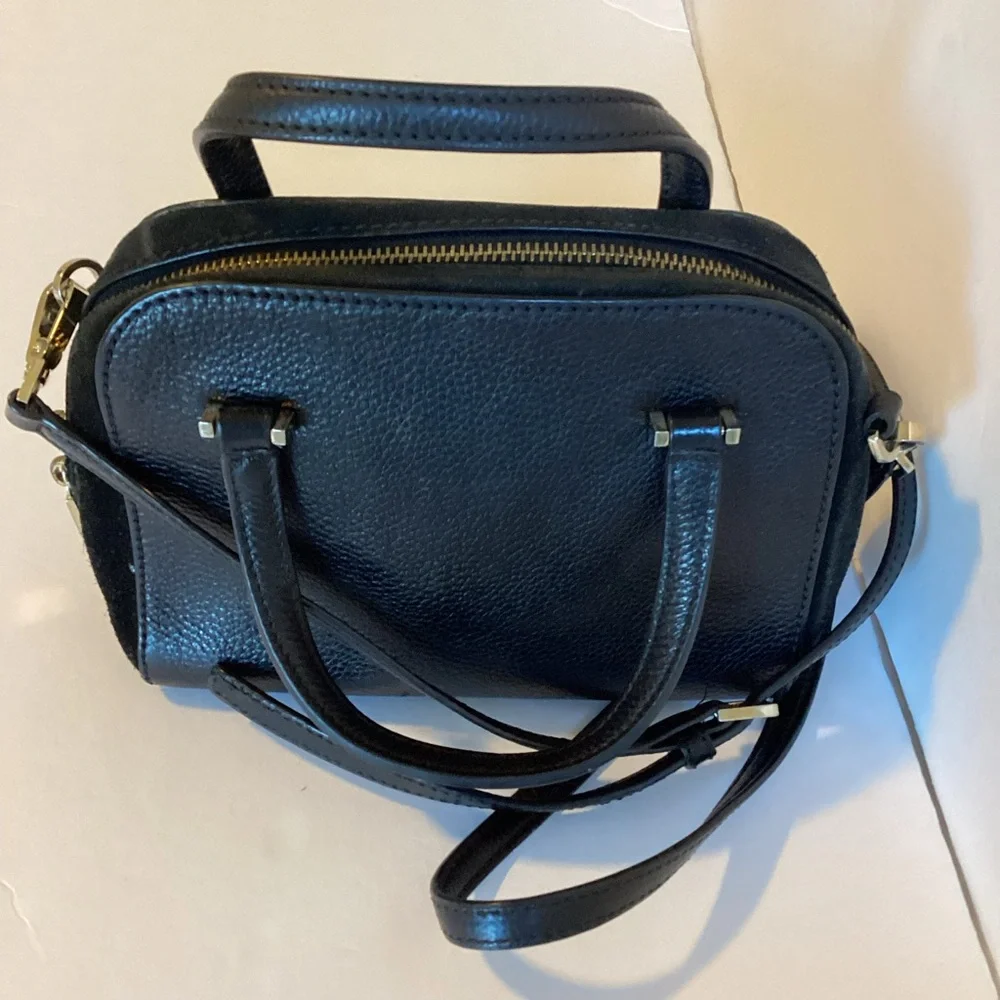 Kate Spade Kay Street Small Felix Satchel Black Pebbled Leather Suede Trim Bag - Picture 6 of 15